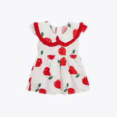 Girls Red Apple Print Frock