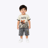 Baby Boys Graphic T-Shirt & Denim Shorts Set – Trendy Casual Outfit