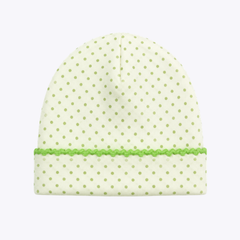 Polka Dot Baby Hat with Green Trim