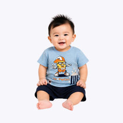 Baby Boys Popcorn Printed T-Shirt & Shorts Set – Summer Outfit