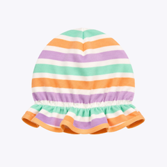 Colorful Striped Baby Hat with Ruffle