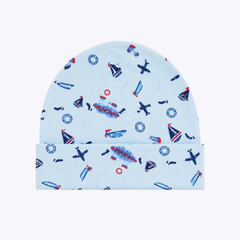 "Nautical Adventures" Baby Cap with Boat and Airplane Prints