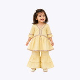 Baby Girl Yellow Embroidered Dress & Palazzo Set – Festive Outfit