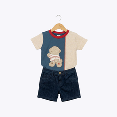 Baby Boys Teddy T-Shirt & Denim Shorts Set – Summer Outfit