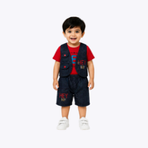 Baby Boys Denim Vest & T-Shirt with Shorts Set – Stylish Casual Wear
