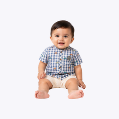 Baby Boys Checkered Shirt & Shorts Set – Casual Summer Look