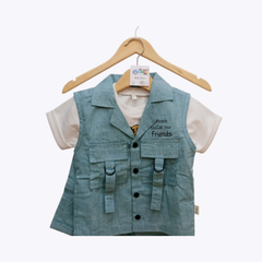 Trendy Kids Green Vest & Shorts Set – Casual Wear