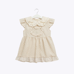 Girls Peach Frock with Frilly Collar
