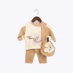 "Cute Bear" 3-Piece Baby Outfit with Cap for Boys