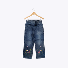 Girls Floral Embroidered Denim Pants