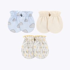 Pack of 3 Baby Mittens with Soft Patterns