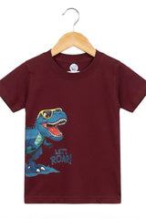 Boys Maroon dinosaur T-shirt
