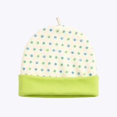 Starry Baby Hat with Green Trim