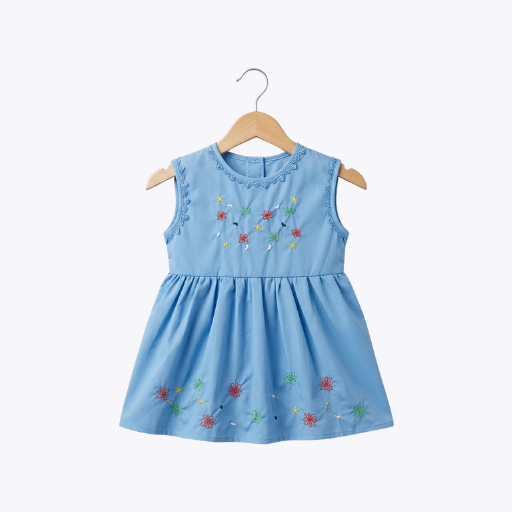 Girls Embroidered Floral Frock