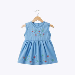 Girls Embroidered Floral Frock