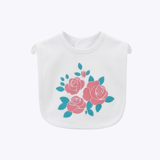 Rose Floral Baby Bib - Pink & Teal Design