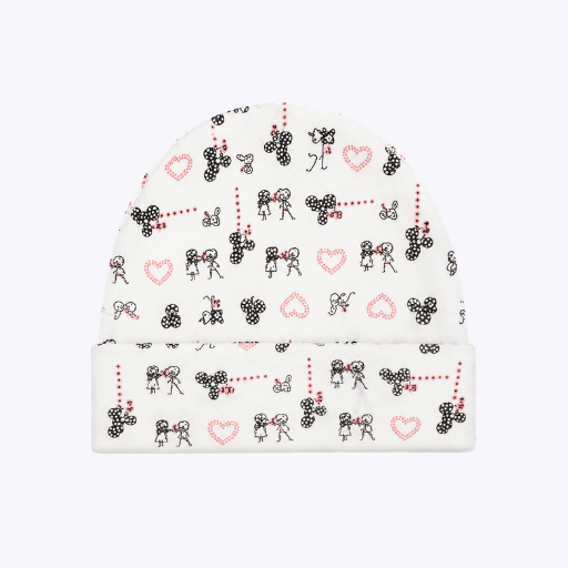 "Minnie Mouse" Baby Cap with Polka Dot and Heart Prints