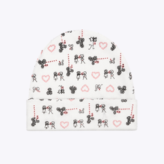 "Minnie Mouse" Baby Cap with Polka Dot and Heart Prints