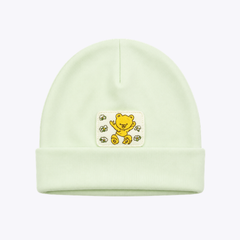 Mint Green Baby Hat with Bear Patch