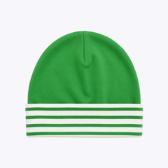 Green Striped Baby Hat with Folded Brim
