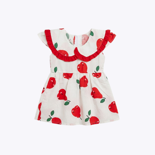 Girls Red Apple Print Frock