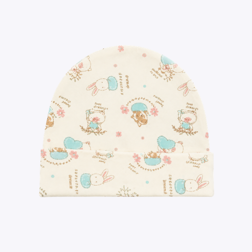 "Sweet Dreams" Baby Cap with Bunny and Chick Prints