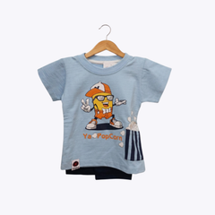 Baby Boys Popcorn Printed T-Shirt & Shorts Set – Summer Outfit