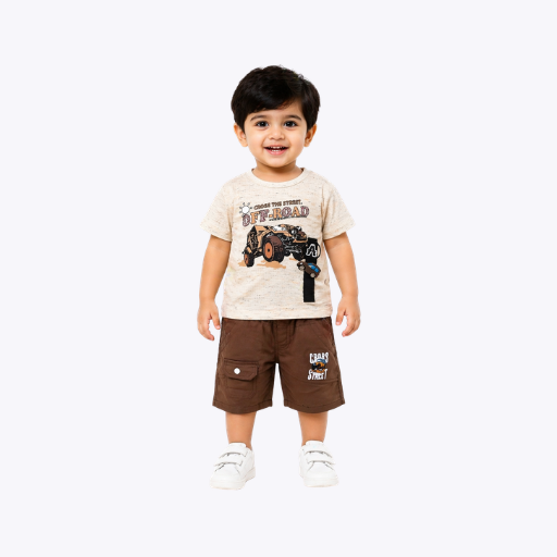 Baby Boys Off-Road Printed T-Shirt & Shorts Set – Outdoor Fun Outfit