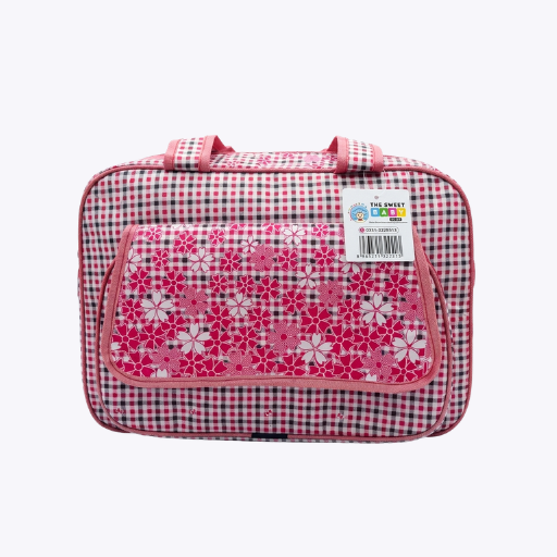 Pink Checkered Floral Baby Bag