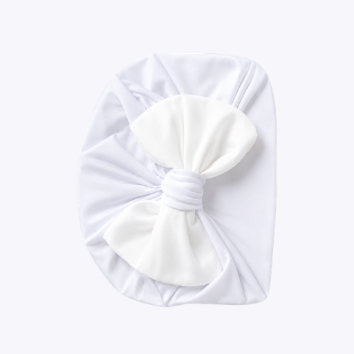 "White Bow" Elegant Baby Turban Cap