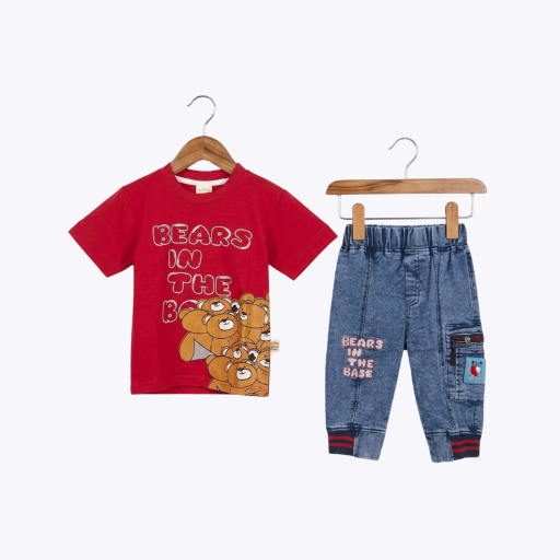 Baby Boys Bears in the Base T-Shirt & Jeans Set