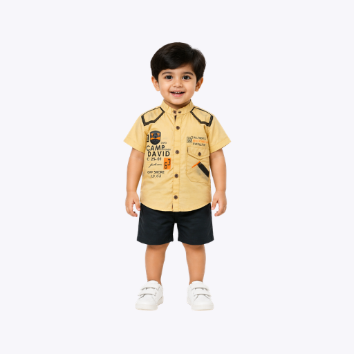 Boys Casual Shirt & Shorts Set – Summer Outfit