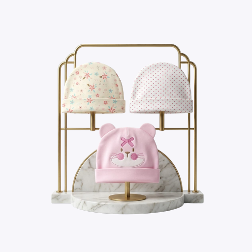 Pack of 3 Baby Caps with Adorable Animal and Floral Prints