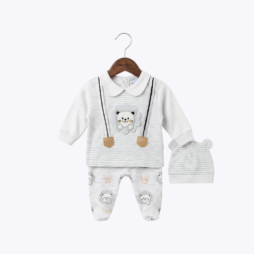 "Royal Bear" 3-Piece Baby Outfit for Girls