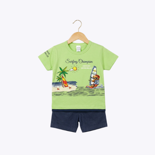 Baby Boys Green T-Shirt & Shorts Set – Summer Outfit