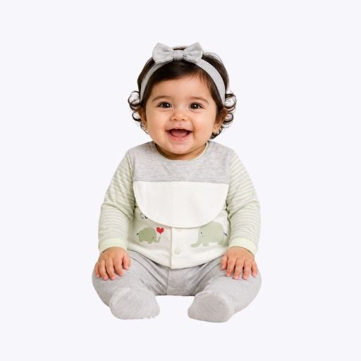 "Elephant Love" 3-Piece Baby Outfit for Girls