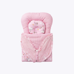 Carry Nest - Pink with Mosquito Net and Cloud Print