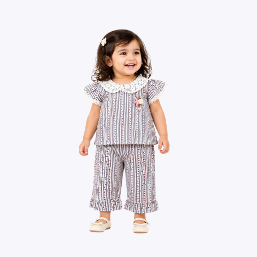 Baby Girls Striped Top & Pant Set – Cute Casual Wear