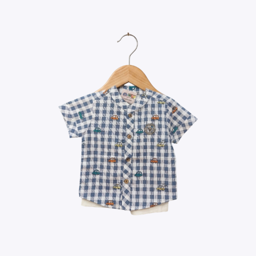 Baby Boys Checkered Shirt & Shorts Set – Casual Summer Look