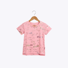 Girls Pink City Name Print T-Shirt