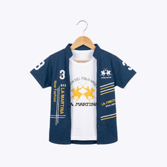Boys La Martina Polo Shirt with Buttoned Shirt Overlay