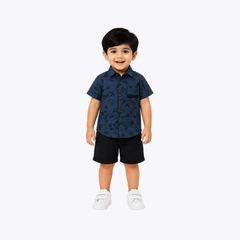 Baby Boys Casual Printed Shirt & Shorts Set – Trendy Casual Wear