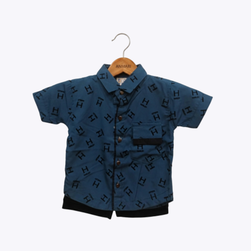 Baby Boys Casual Printed Shirt & Shorts Set – Trendy Casual Wear