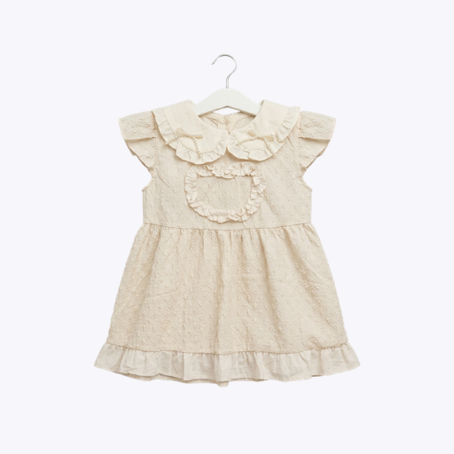 Girls Peach Frock with Frilly Collar