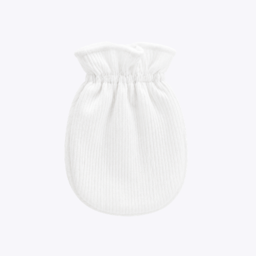 "White Ribbed" Baby Mittens