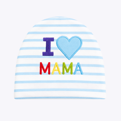 "I Love Mama" Baby Cap with Colorful Embroidery
