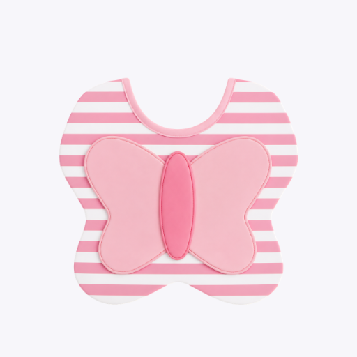 Butterfly Shaped Baby Bib - Pink and White Stripes
