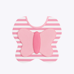Butterfly Shaped Baby Bib - Pink and White Stripes