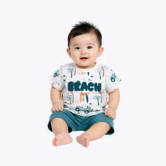 Baby Boys Beach Party Printed T-Shirt & Shorts Set – Summer Outfit