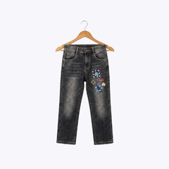 Girls Denim Pants with Colorful Patches